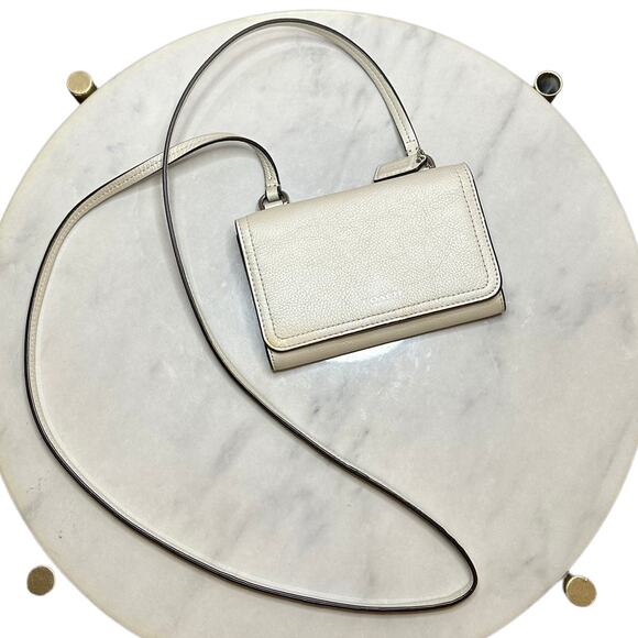 Coach Pearl Cream Metallic Crossbody Wallet Convertible Leather Crossbody Purse - Picture 2 of 14